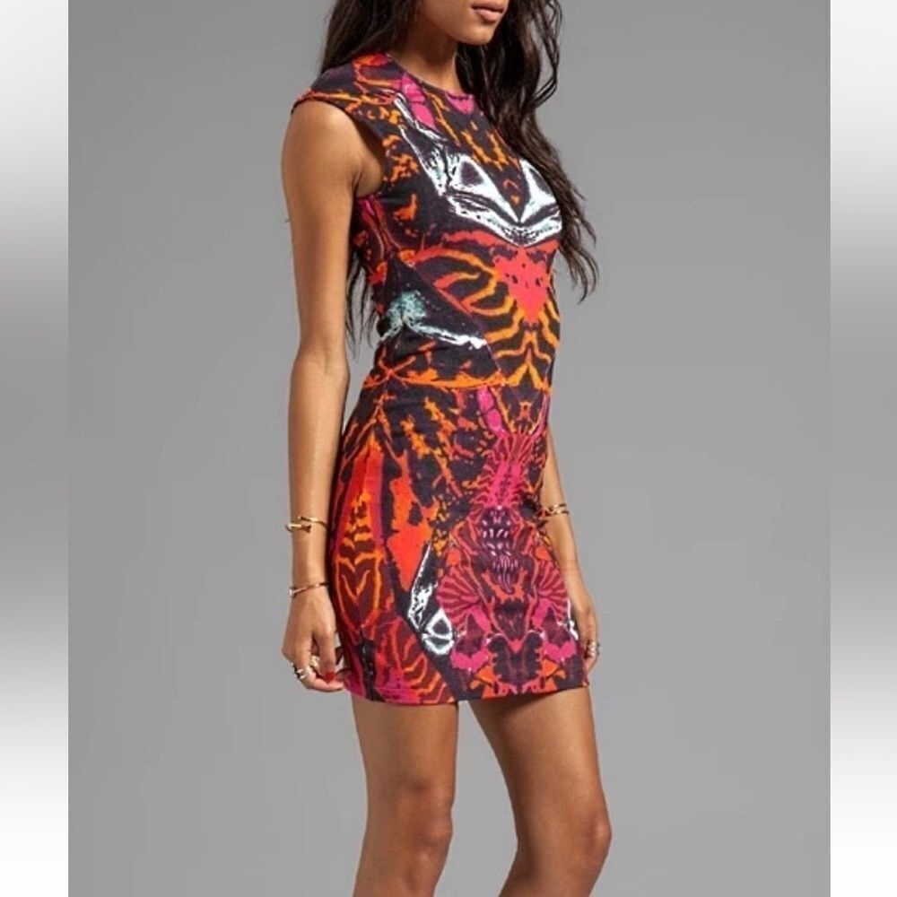 McQ Alexander McQueen Interlock dress kaleidoscope print knit bodycon mini L - Picture 4 of 13